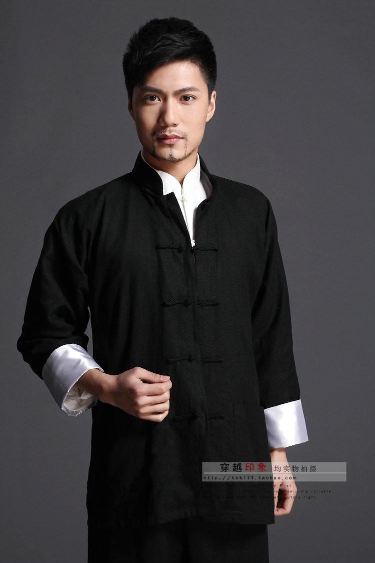 男式棉麻中式上衣 李小龙系列练功服 m222】价格,厂家,图片,中山装