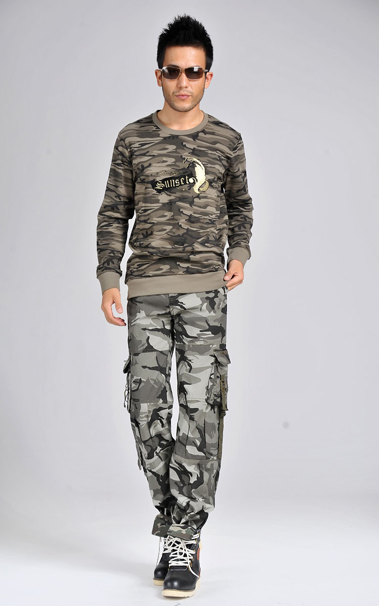 2014春装夏装秋装现货户外男装军装迷彩长袖t恤迷彩服批发322