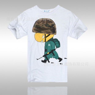 2013春夏 林弯弯 les 哈尼 炮兵 时尚卡通印花 短袖t恤 男 韩版