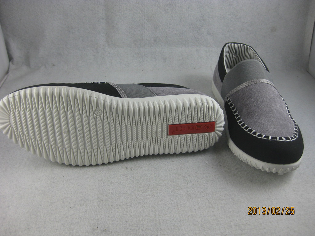 豪洛巴奴b03灰色 懒人鞋 拼色韩版休闲鞋 新春款男式帆布鞋批发