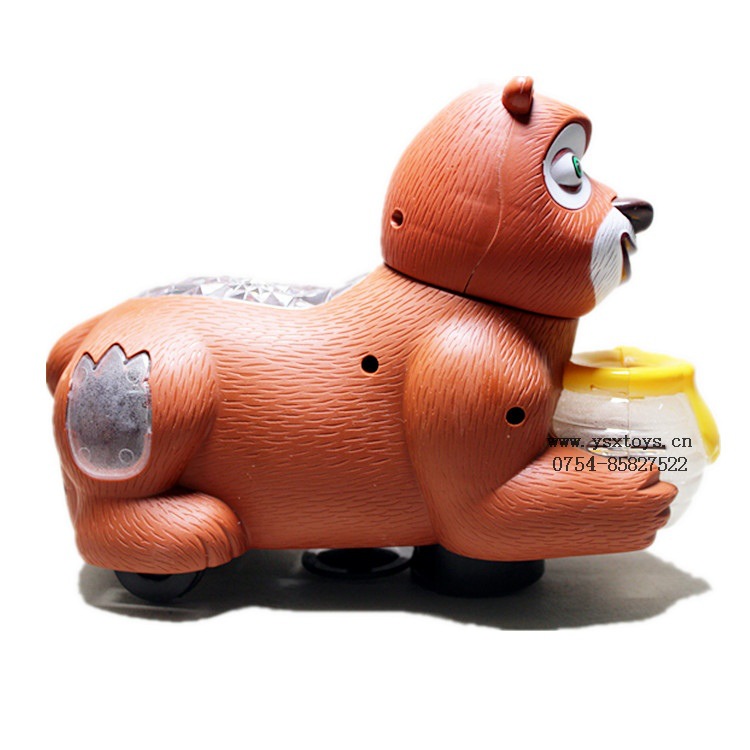 新款热销电动玩具电动万向灯光音乐转转熊