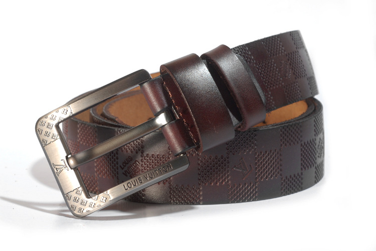 厂家直销 l/v皮带男士 真皮腰带 外贸 针扣皮带 格仔 牛皮 可混批图片