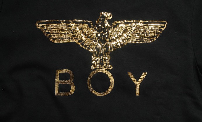 2013新款男女装boy london 精工绣珠片烫金色飞鹰情侣款卫衣批发