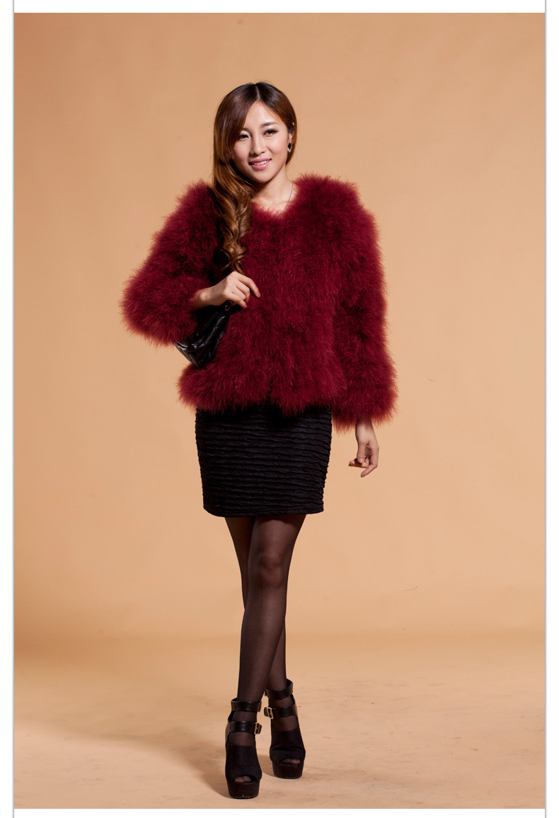 2013年新款鸵鸟毛皮草衣服女士短款火鸡毛上衣外套