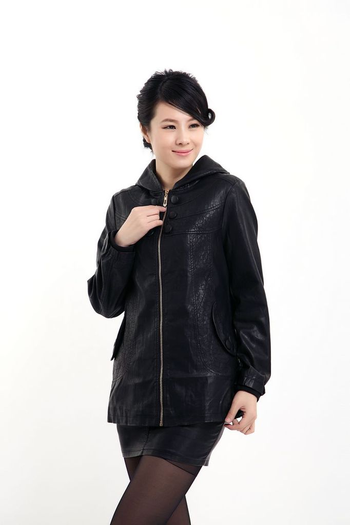 赛尔金娜 女士 简约 水洗皮进口皮衣 y1112 厂家直销批发 黑色