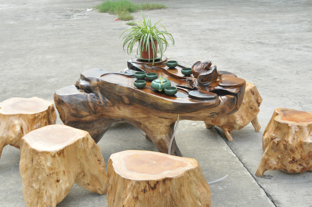 实木根雕茶几 根雕茶桌 红木茶台原木树根茶桌 茶具泡茶台茶具图片_7