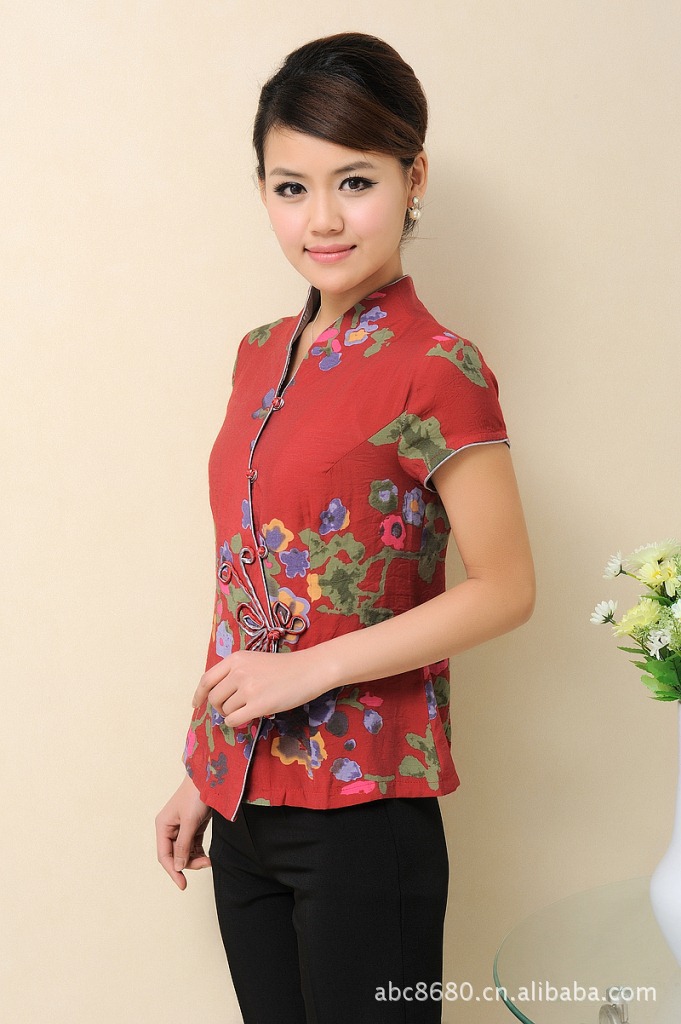 中老年唐装女士夏装盘扣复古上衣改良中式汉