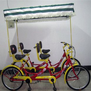 厂家直销/奥威特联排四人车/观光四人自行车/带蓬车/出租/定制