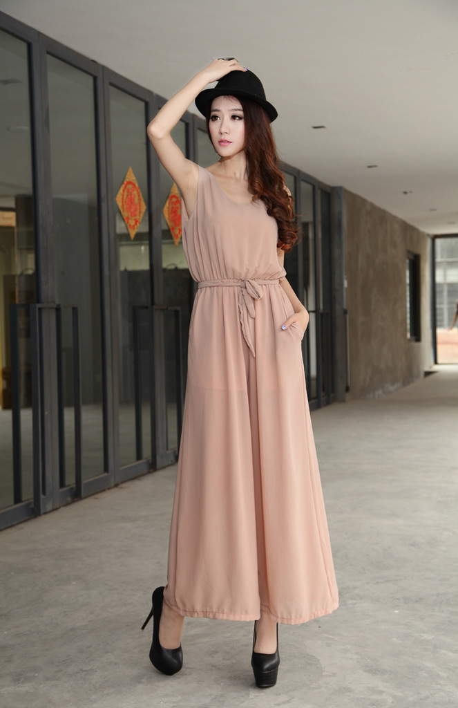 2013夏季欧美时尚连体裙裤 阔腿高腰mm束腰收腹女人味波西米亚款