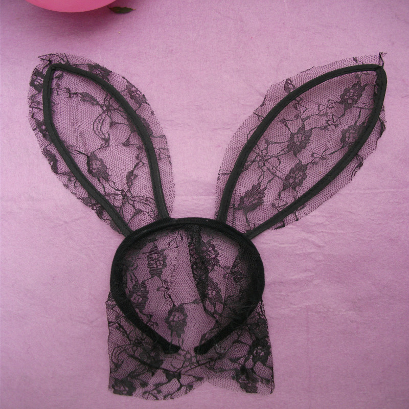 加工复活节lady gaga 蕾丝兔耳朵蕾丝六一儿童节蕾丝兔耳朵发箍