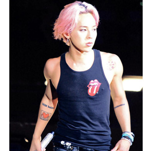 bigbang gd 权志龙 克罗心 大舌头 gz巡演周边同款个性纯棉背心