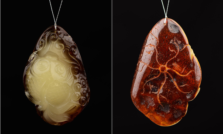 雕刻件动物类30-50克 金鱼,貔貅,蝙蝠,龙琥珀蜜蜡雕刻件批发图片_11