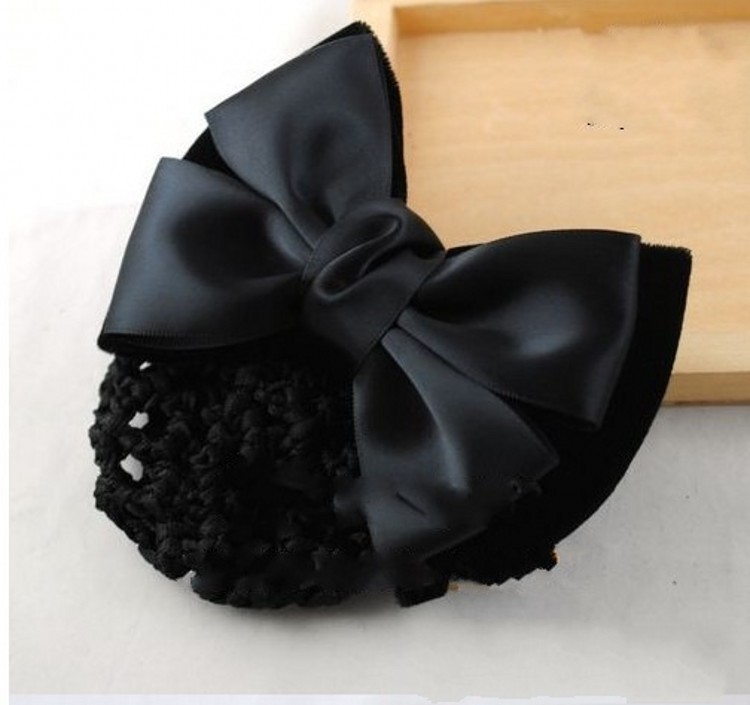 韩国蝴蝶结职业头花 双胞胎缎带发网 宾馆护士头花批发