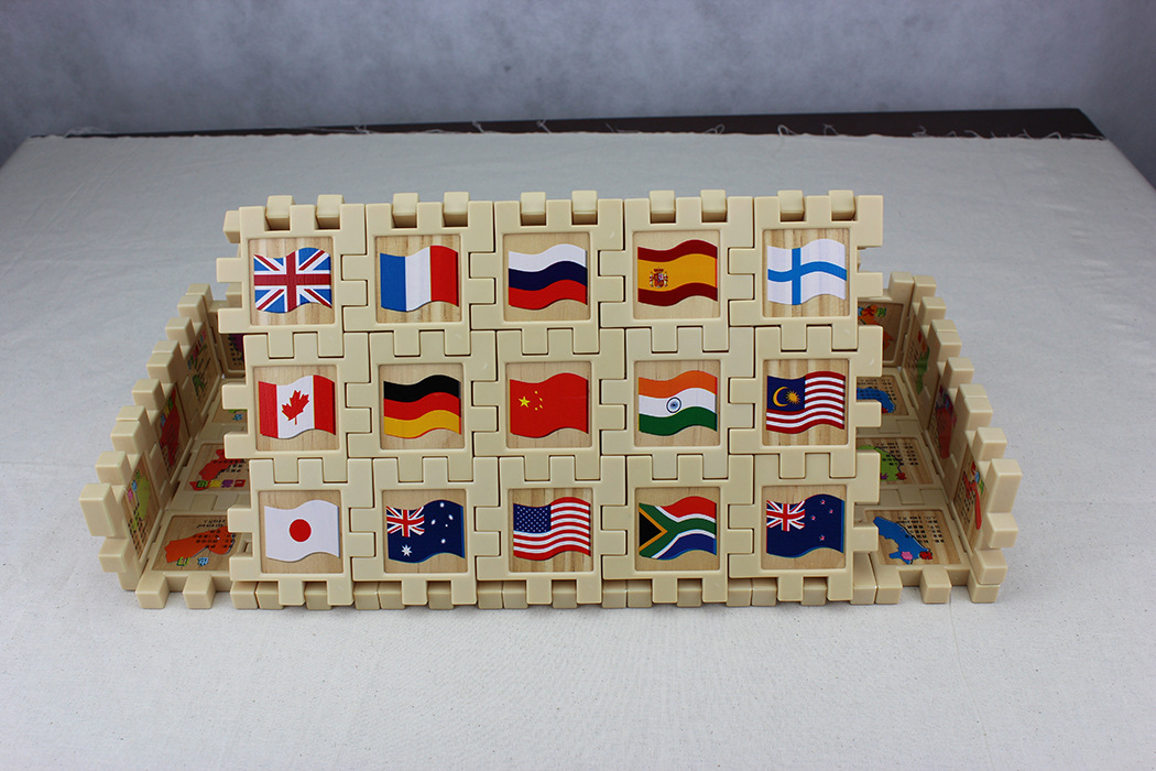 厂家直销儿童益智玩具 国旗拼接积木 玩具积木