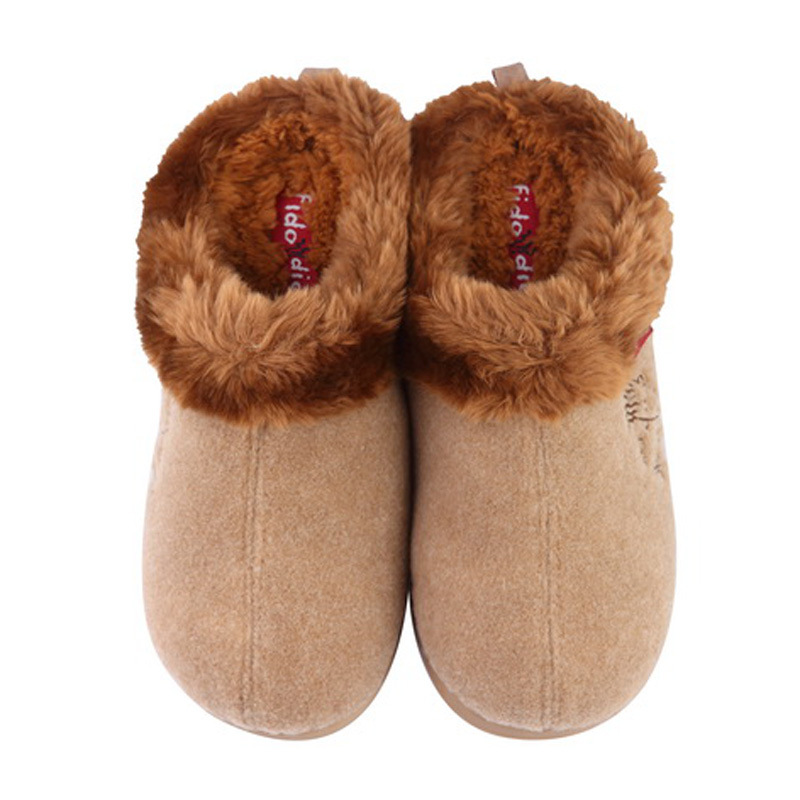 特价库存fidodido菲嘟多冬季男毛毡纯色保暖防滑居家棉