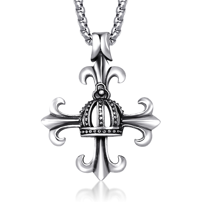 新品宫廷十字钛钢吊坠克罗心复古饰品朋克哥特祷告吊坠sp011