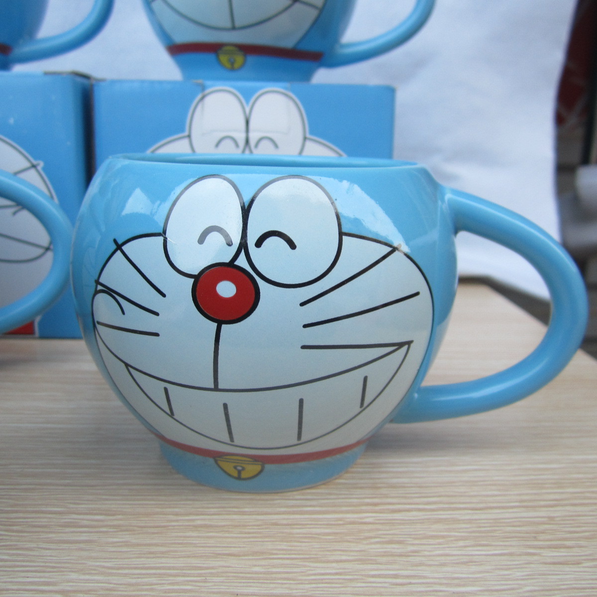 212哆啦a梦个性立体造型陶瓷杯 叮当卡通大肚胖胖杯 带盖马克杯