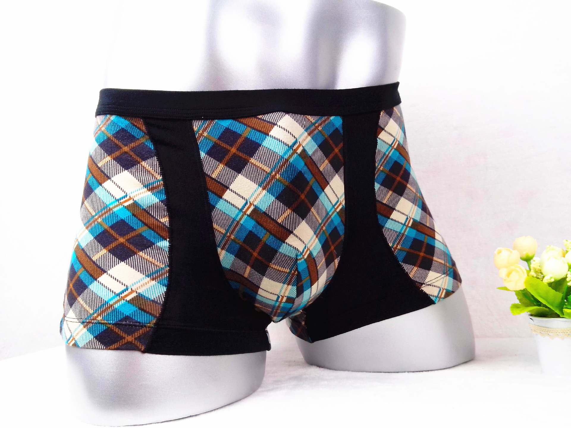 男士内裤平角裤内裤男式竹纤维u凸囊袋平角裤条纹