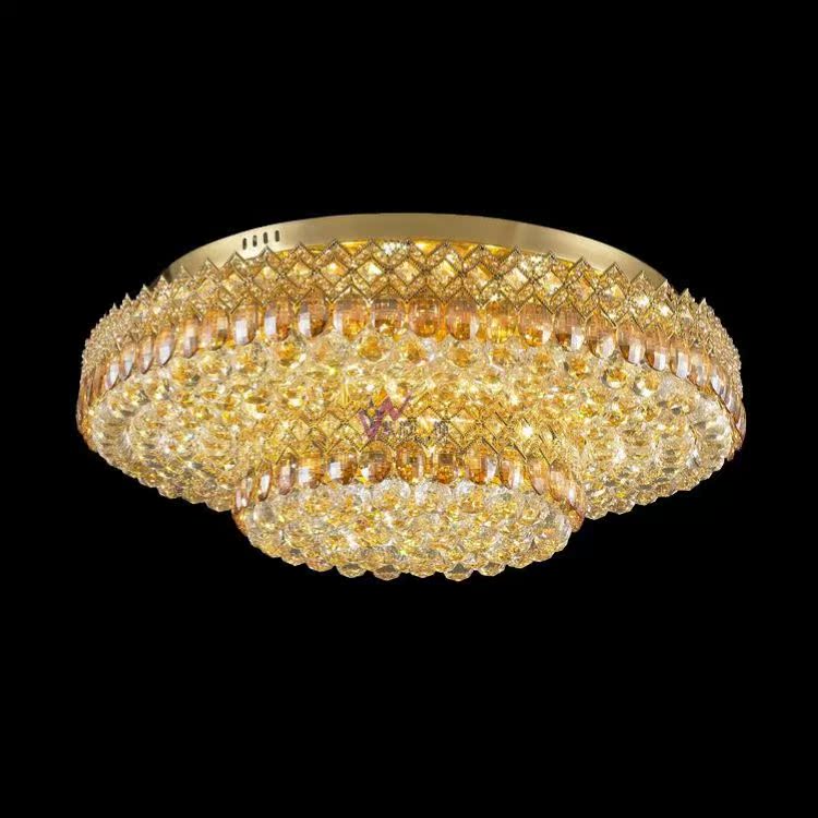 高端品质琥珀色客厅水晶灯 大功率led水晶吸顶灯 大堂大厅吸顶灯