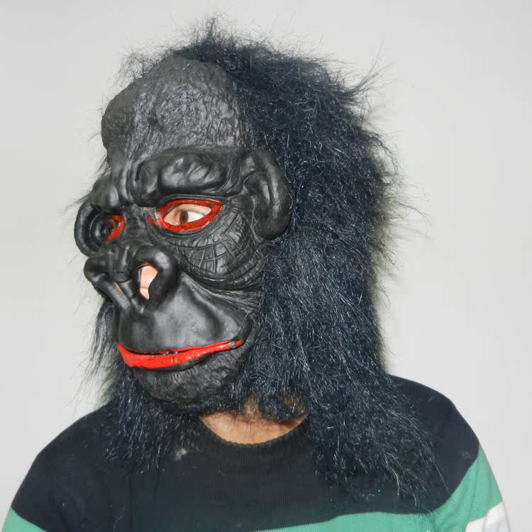 厂家直销 黑色大猩猩面具 万圣节圣诞狂欢促销 环保乳胶动物面具