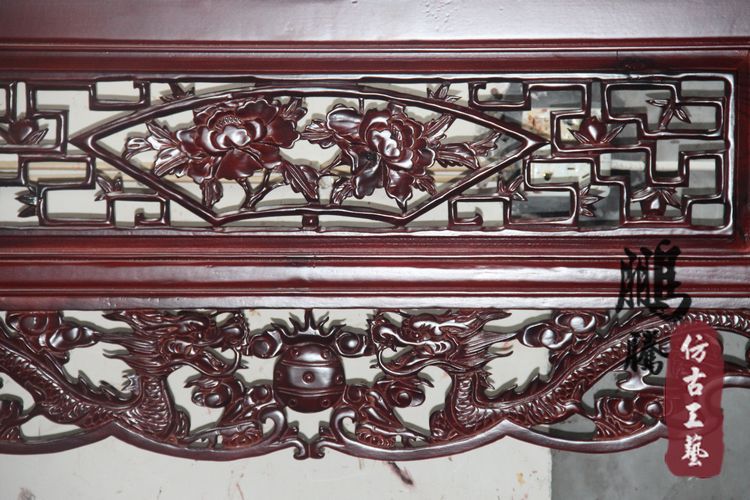 木雕挂落定做批发 家居装饰榆木雕花挂落中式镂空雕花仿古挂落