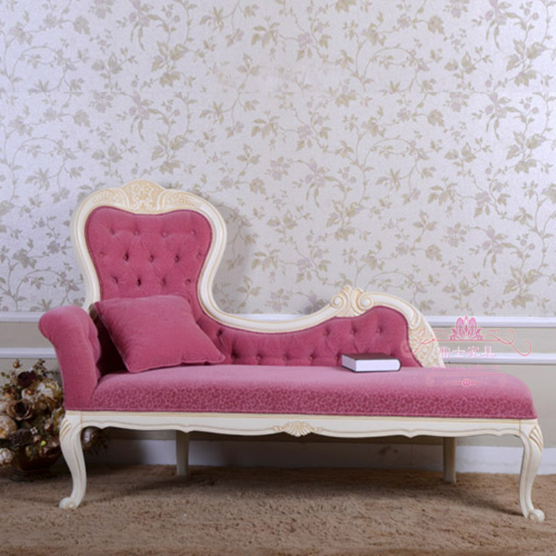 欧式贵妃沙发椅 新古典美人榻 实木布艺软包 英伦风