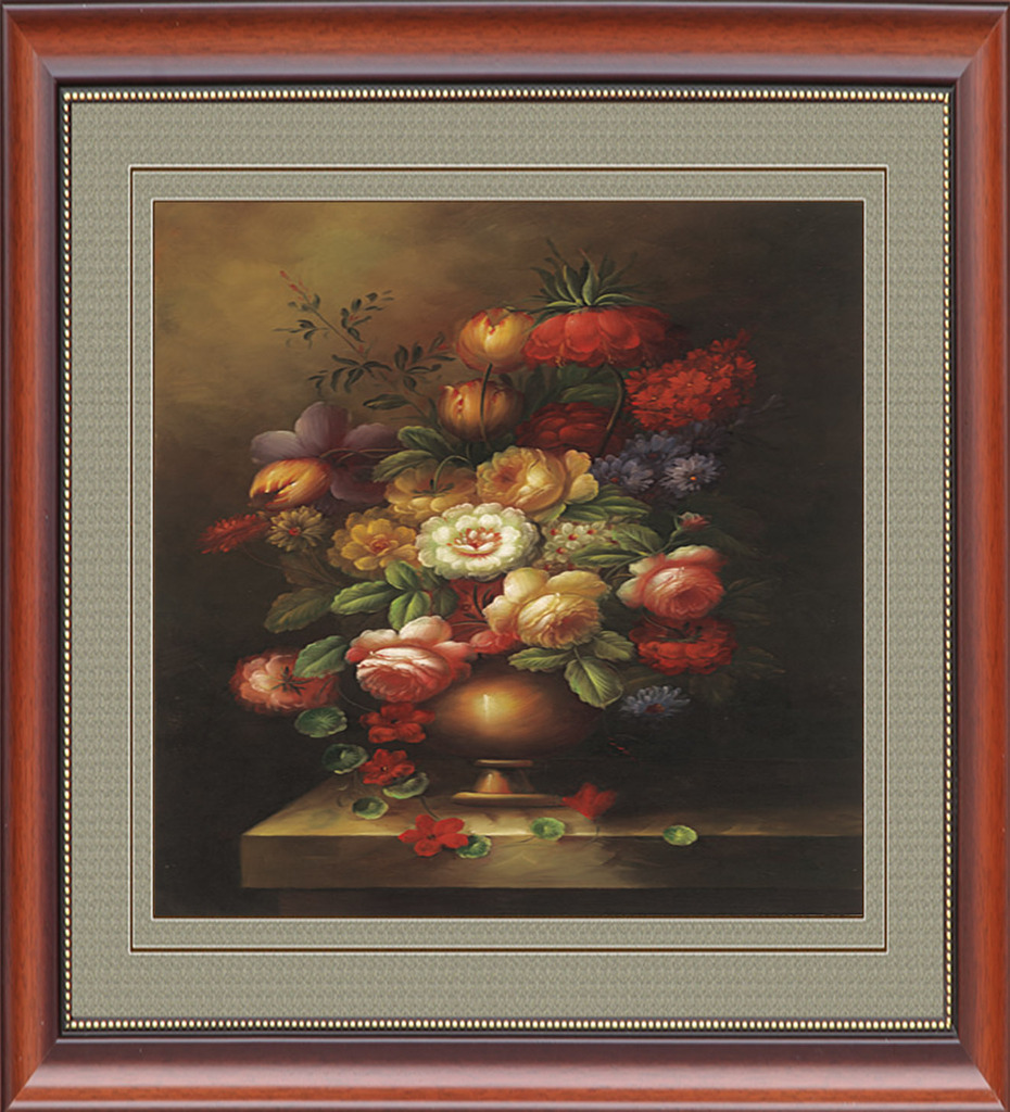 厂家直销 纯手绘高档有框装饰油画批发4001木线条