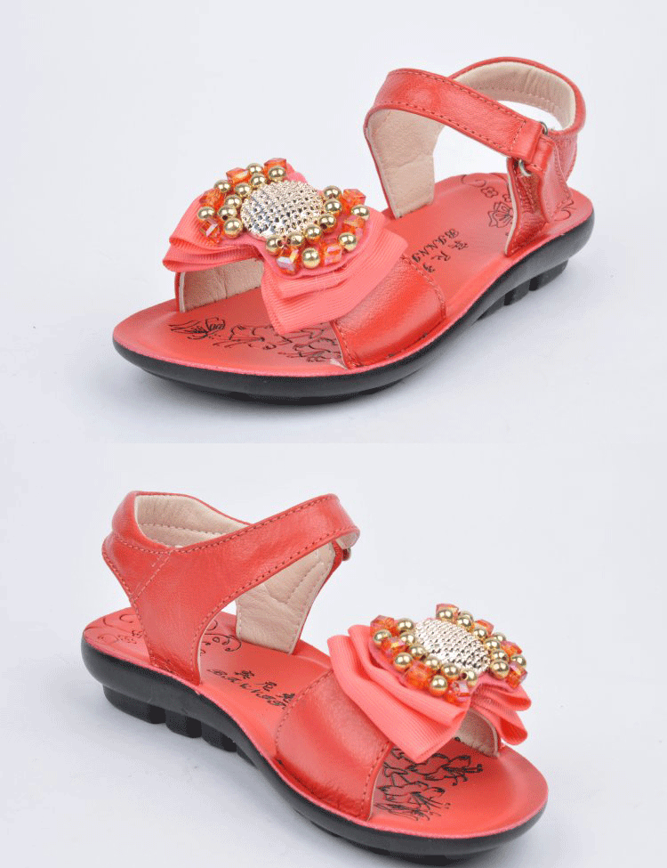 宾尼兔正品特价 公主沙滩鞋 蝴蝶结儿童凉鞋 韩版真皮女童鞋