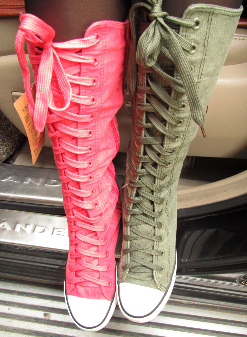 库存经典款帆布鞋 厚底高帮 百搭时尚款潮流帆布鞋