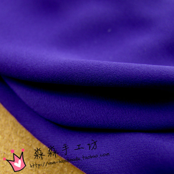 淼淼布料 深紫蓝色微透珍珠纱双绉雪纺 罩衫出口欧美连身裙面料
