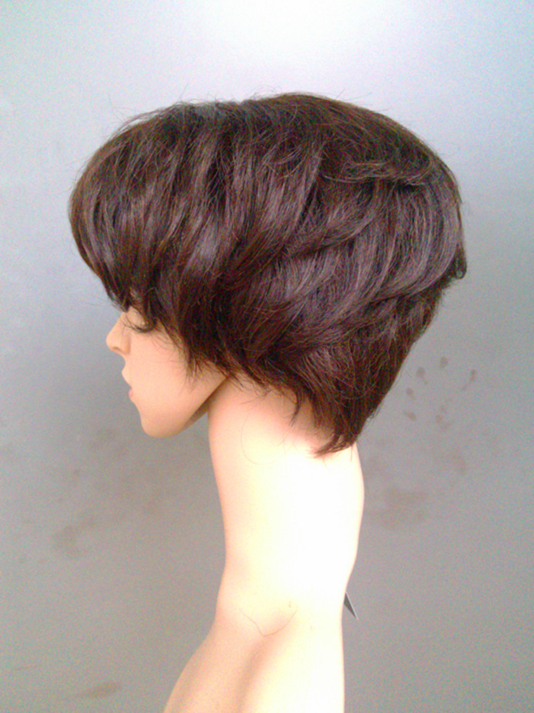 许昌假发厂家自然纹理短卷发头套批发 自然逼真的手织头旋