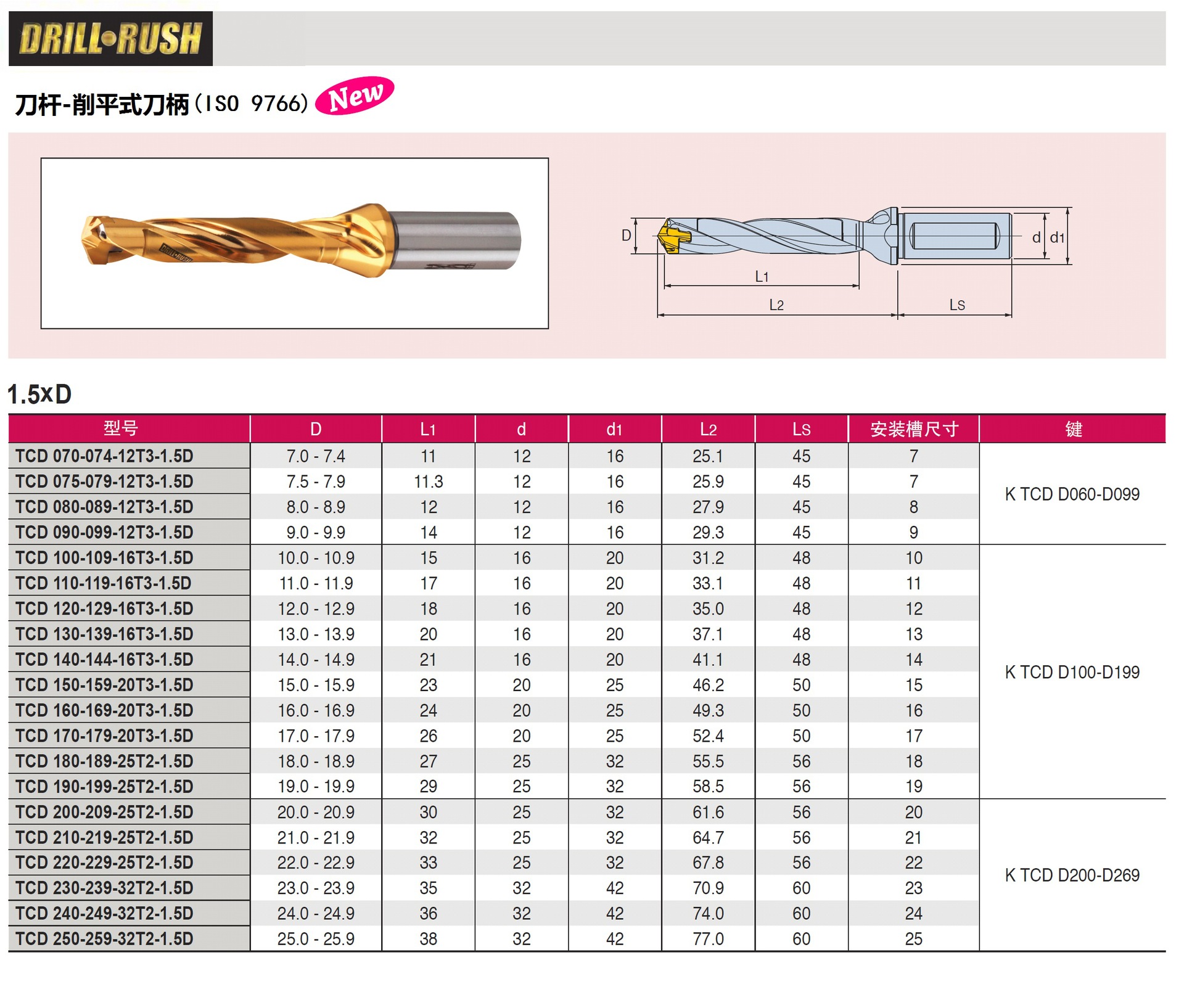 特固克 热卖 皇冠钻 *杆 tcd 160-169-20t.