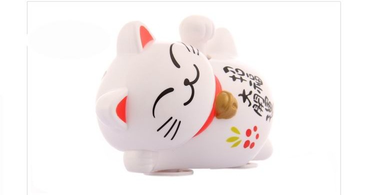 【招富开运猫 卡通摇手招财猫 车载太阳能公仔汽车饰品创意 全身摇】