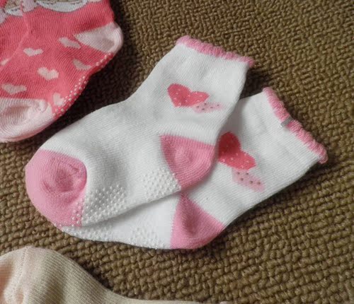 外贸原单日单西松屋全棉纯棉儿童袜子足底防滑豆宝宝袜 一组三双