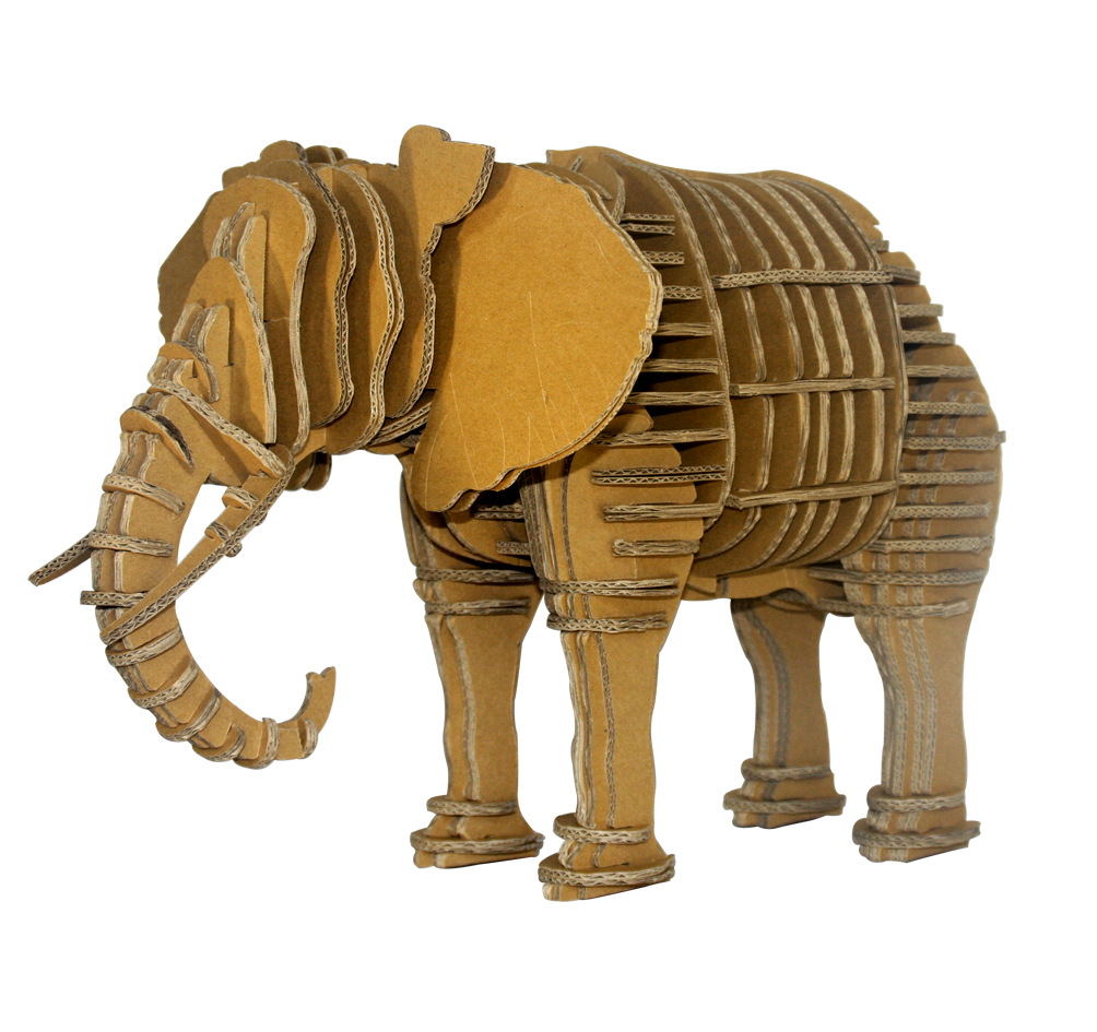 纸质3d立体拼图动物模型 益智玩具 动物大象智力拼图