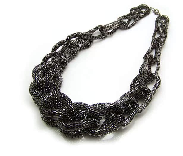 回家的诱惑明星同款 缠绕蛇骨项链 大气黑色金属粗链条 项链