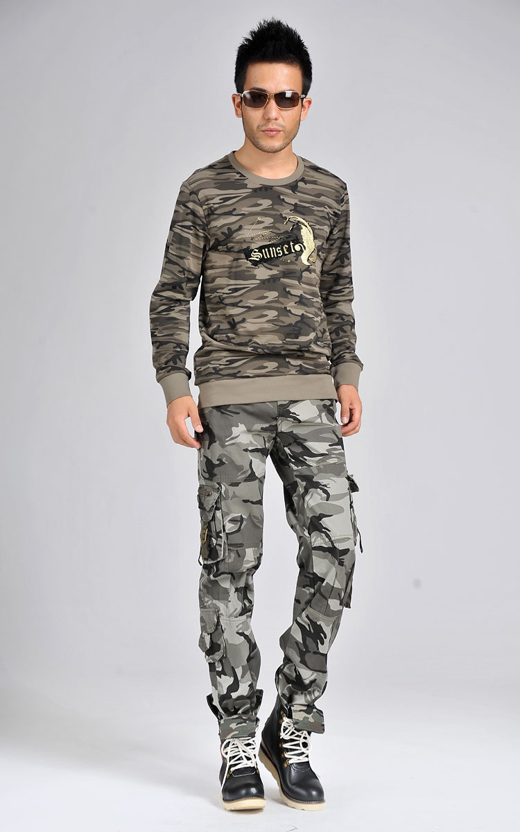 2014春装夏装秋装现货户外男装军装迷彩长袖t恤迷彩服批发322