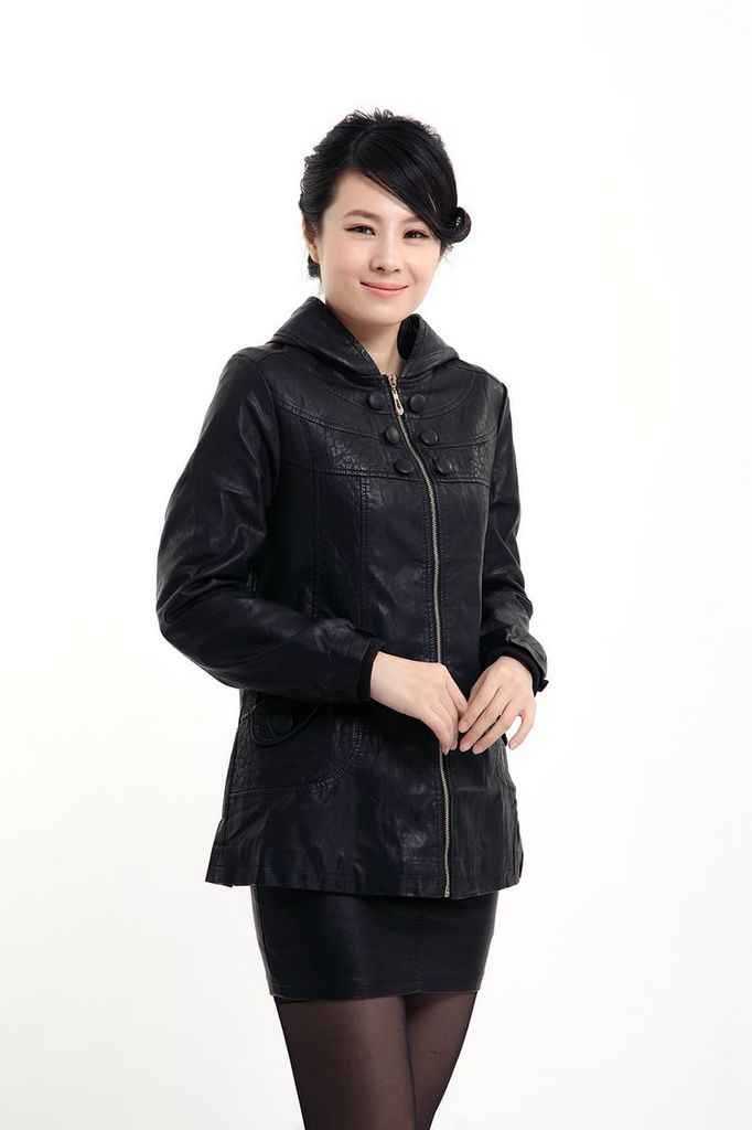 赛尔金娜 女士 简约 水洗皮进口皮衣 y1112 厂家直销批发 黑色