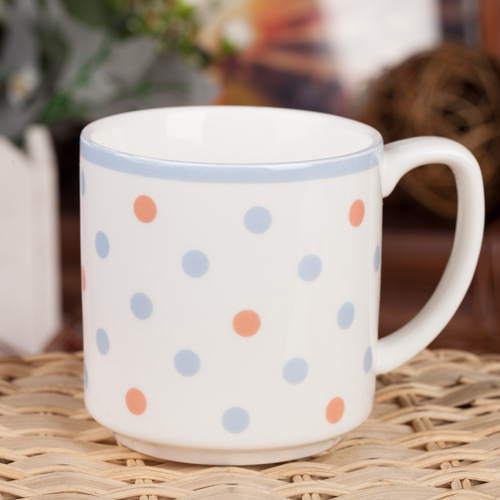 「杯子」100元起批支持网店代销 雅致花纹 马克杯/陶瓷杯/水杯 4色-蓝