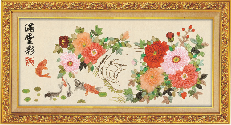 厂家批发 丝带绣套件 客厅工艺挂画 手工diy刺绣 满堂彩