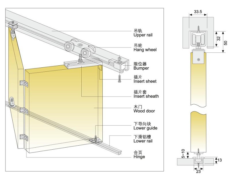 折叠门滑轮安装图图片