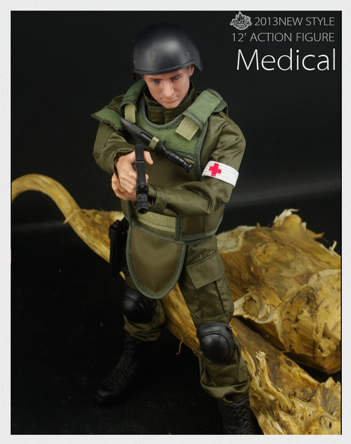 新品2013厂家直供30cm超可动多关节军人模型医疗兵12寸兵人