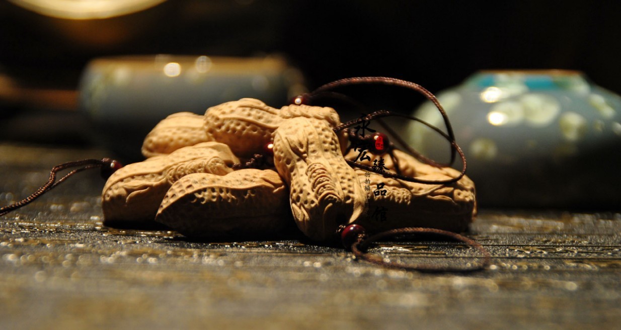 黄杨木花生 落地生财 早生贵子手把件 红木工艺品 收藏商务礼品