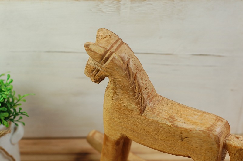 zakka风 木制工艺品摆设 手工雕刻 复古木马 摇摇原木马13001