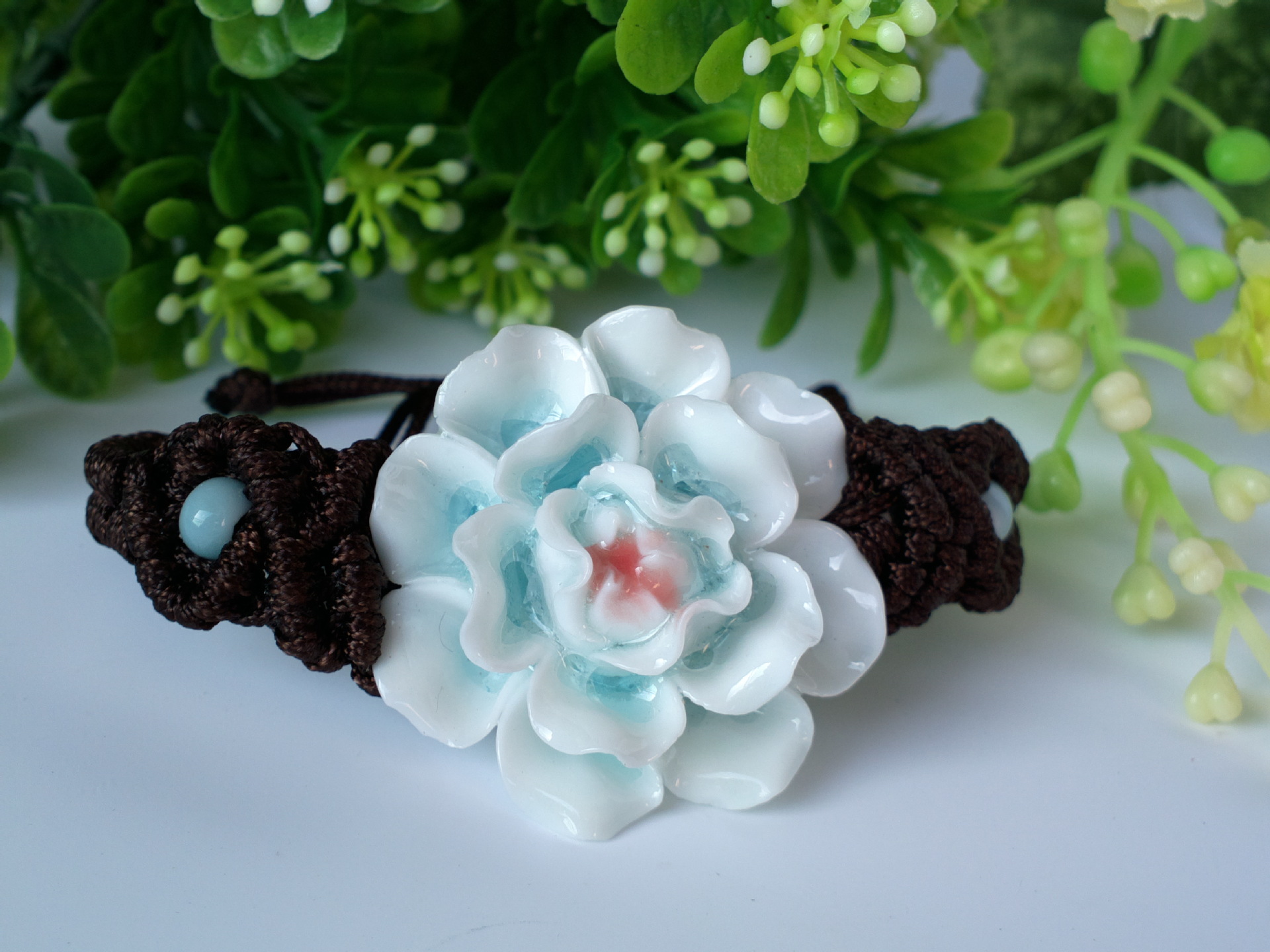 景德镇 星玲陶瓷饰品,首饰 精品编织牡丹花手链 陶瓷饰品批发