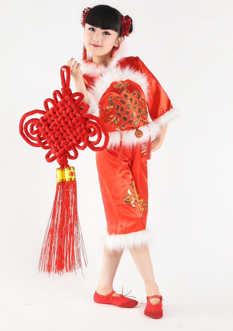 新款儿童演出服装节庆表演服装开门红舞蹈服元旦儿童团体演出服装