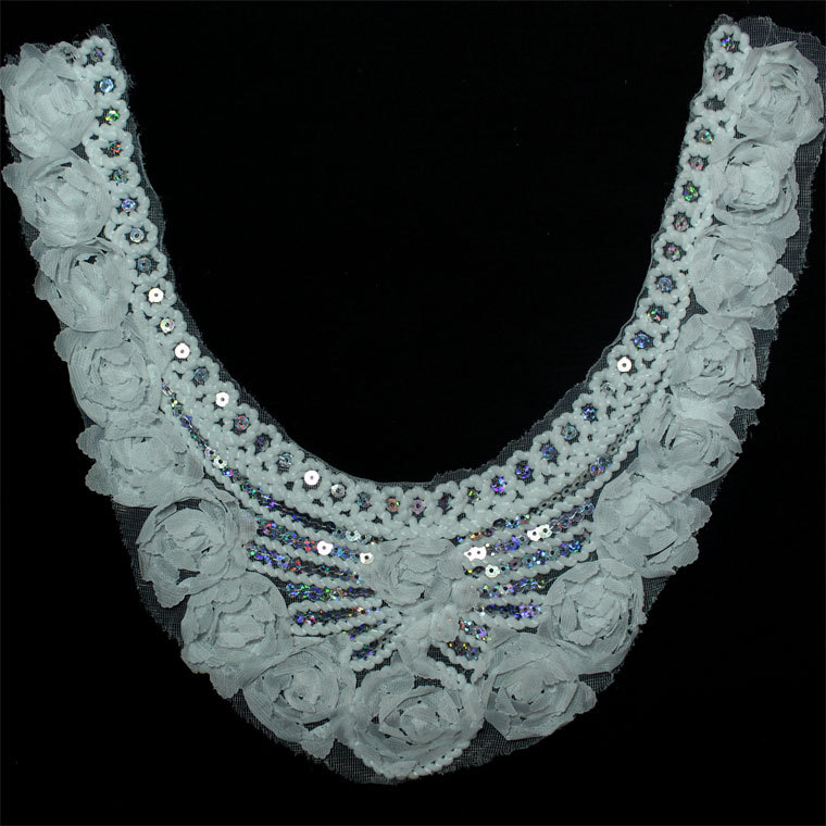 加亮片雪纺领花 白色