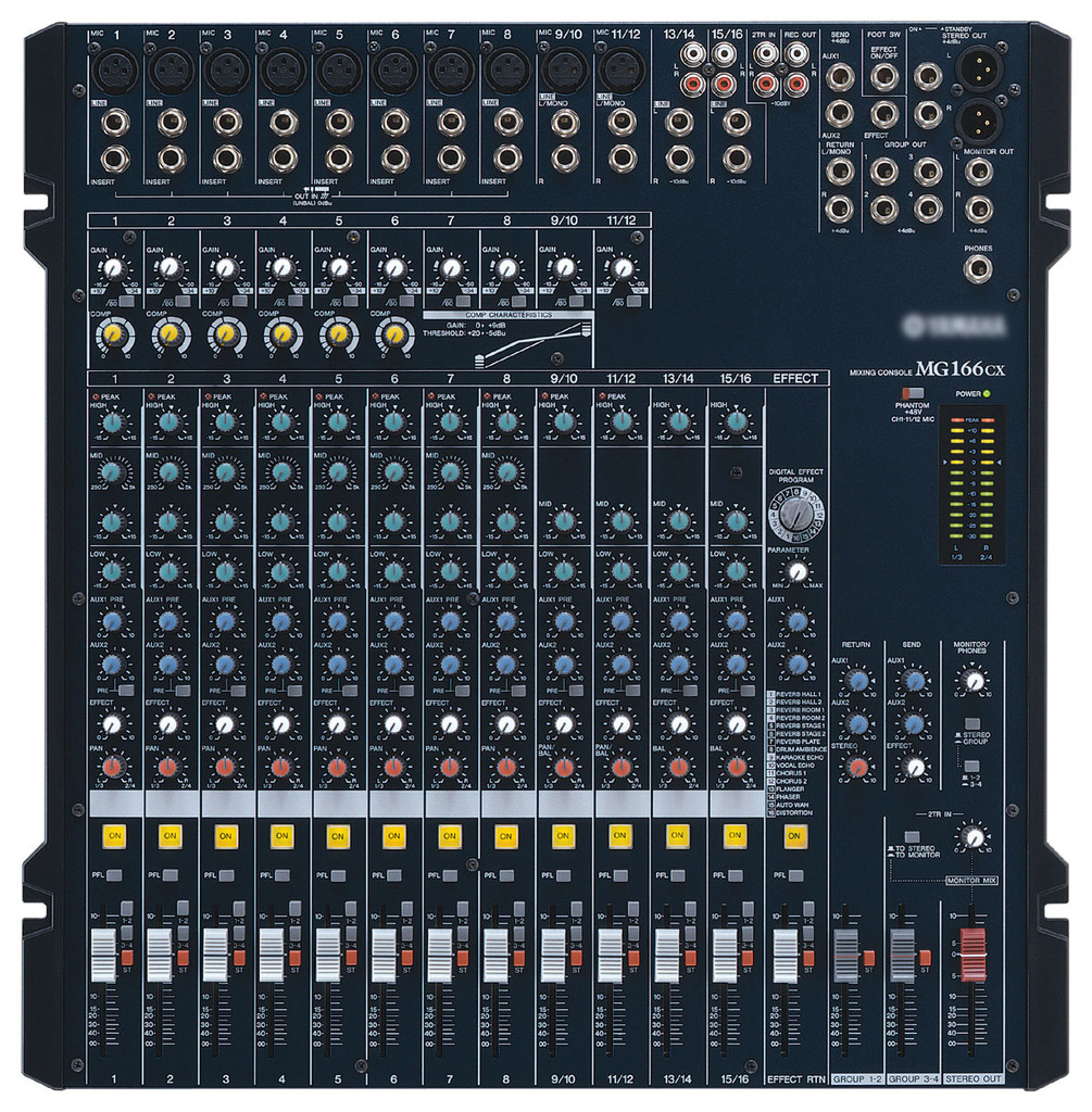 音響 16路調音臺 16 個輸入通道,10個話筒輸入,4組立體聲線路輸入,1-8