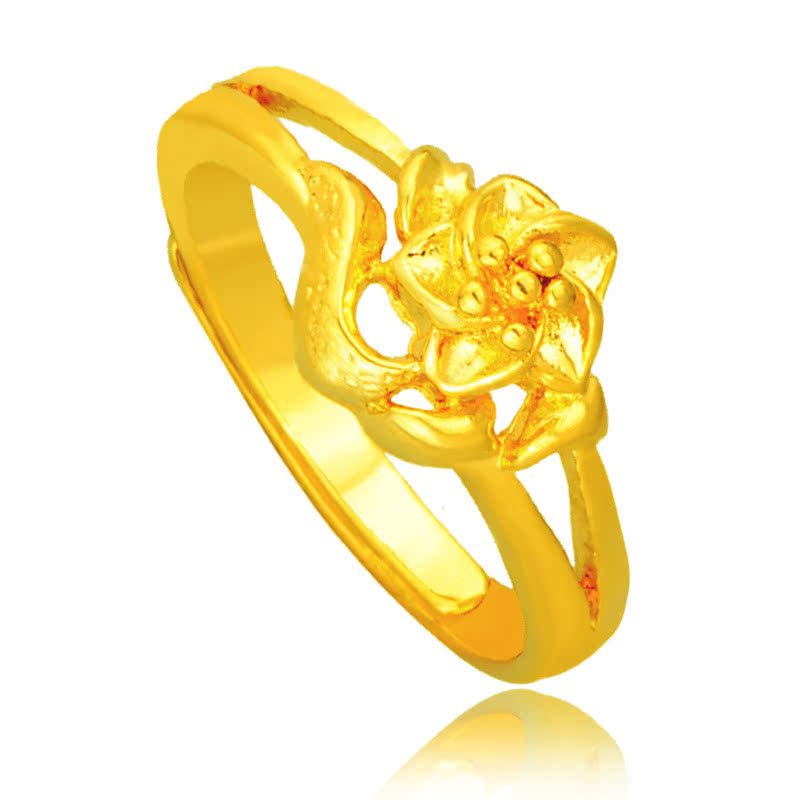 24k镀金女士戒指 纯黄铜镀24k黄金女士花戒 女士戒指批发厂家直销