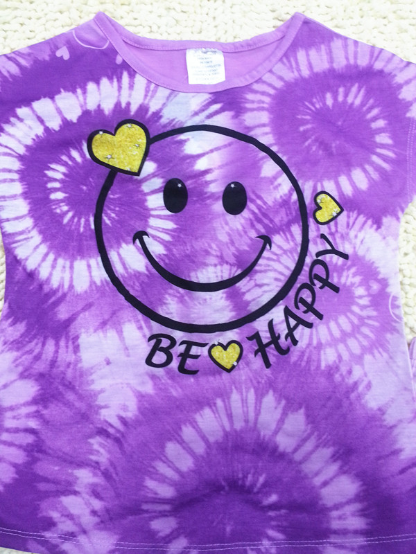 外贸童装 中大童女童家居服 紫色笑脸套装 100%涤纶 0.15kg